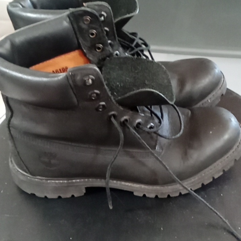 High quality leather timberland boots black